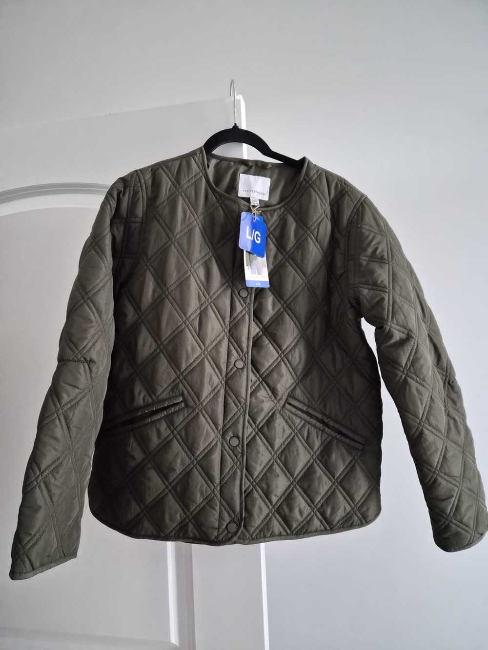 Weatherproof Olive Quilted Button-Front Puffer Jacket - Large